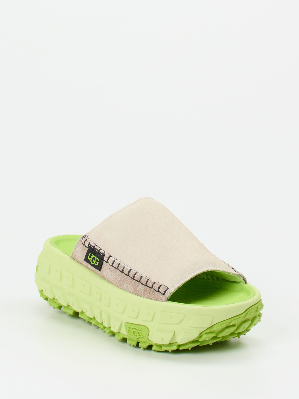 UGG – Pantolette aus Veloursleder in Beigegrau