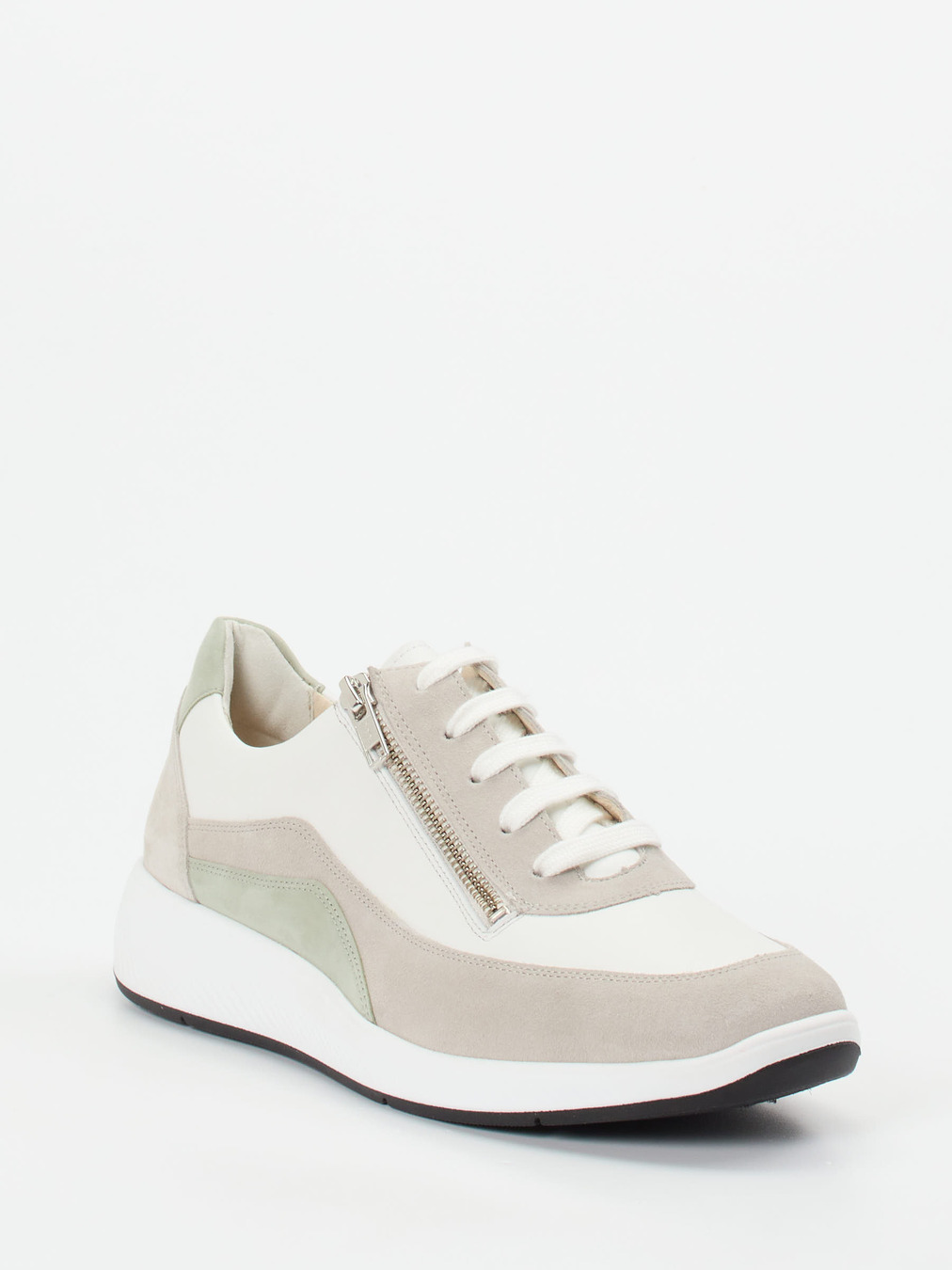 Solidus – Sneaker aus Velours- und Glattleder crèmeweiß