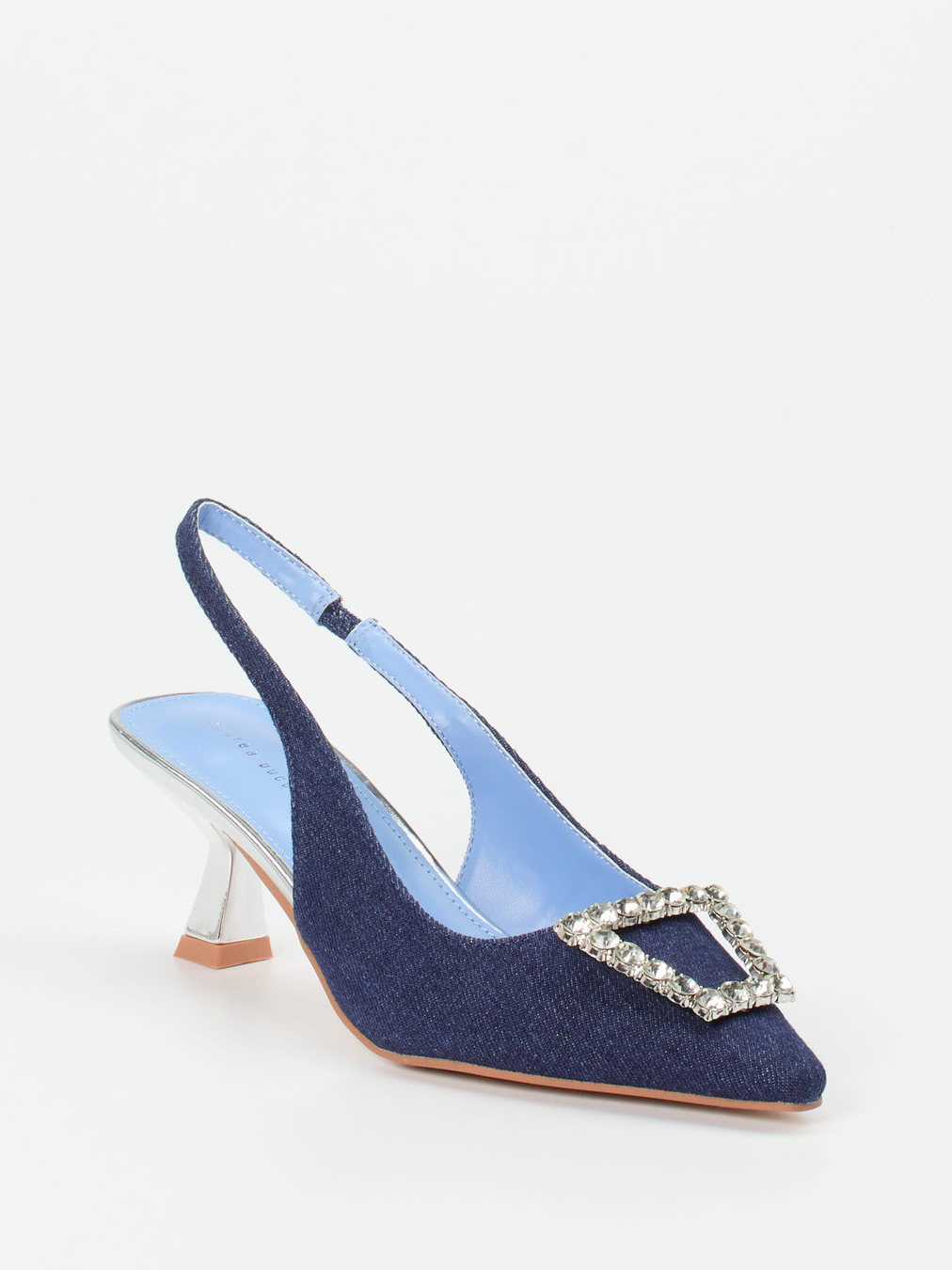 Andrea Puccini – Slingback-Pumps aus Denim mit Strass