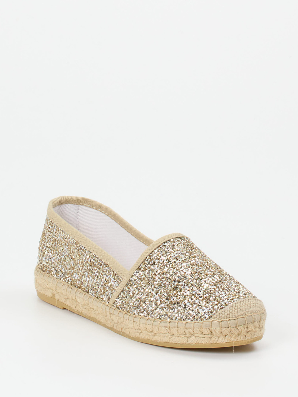 Andrea Puccini – Espadrilles aus Metallic-Textil gold