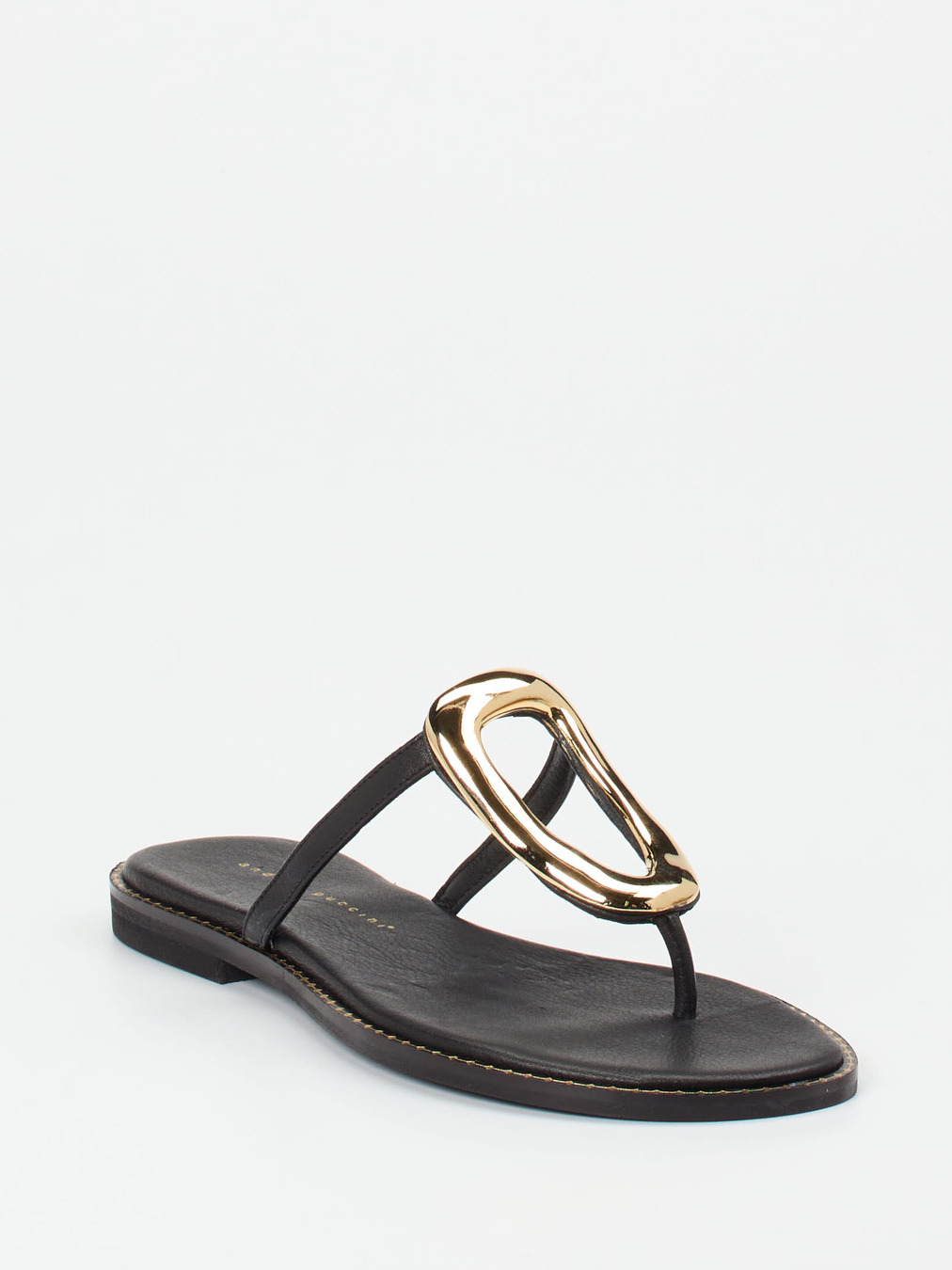 Andrea Puccini – Zehentrenner aus Leder mit Gold-Applikation