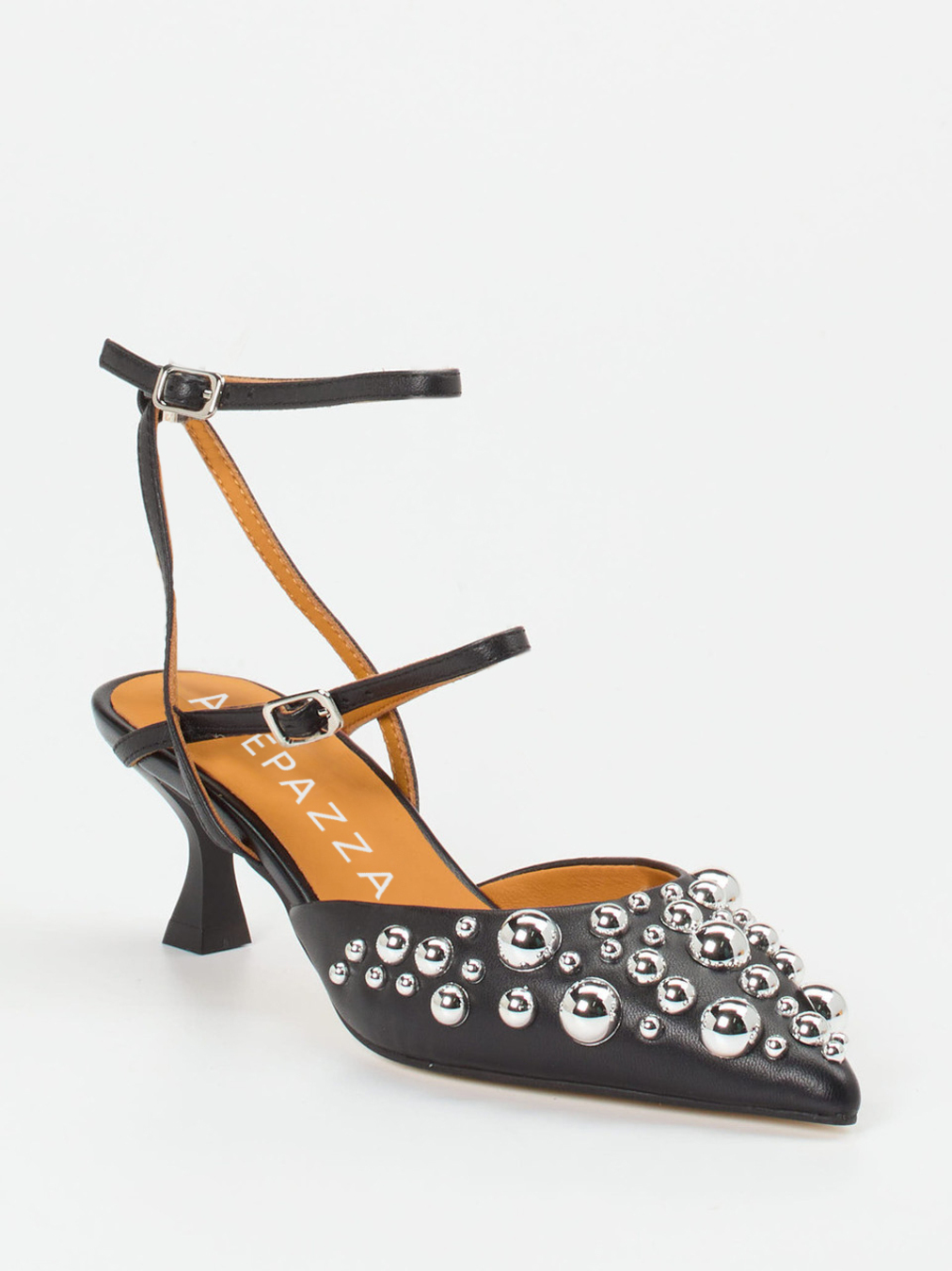 Apepazza – Slingpumps aus Leder Schwarz Glam-Akzent