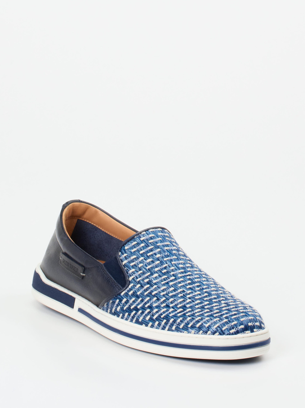 Galizio Torresi – Slip-On Sneaker aus Textil und Leder blau