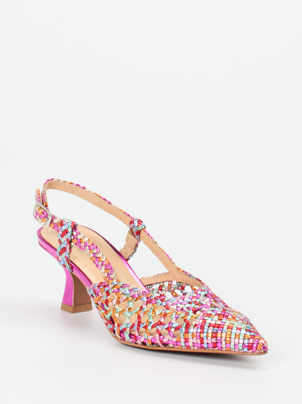 Maripé – Slingpumps aus Metallicleder multicolor