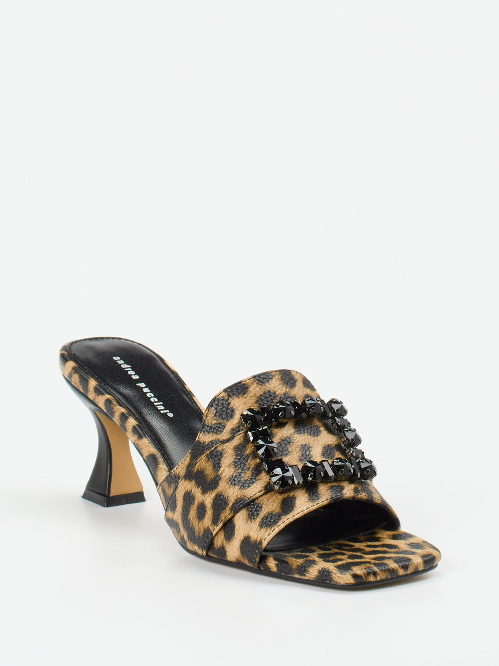 Andrea Puccini – Mules aus geprägtem Leder Leoprint