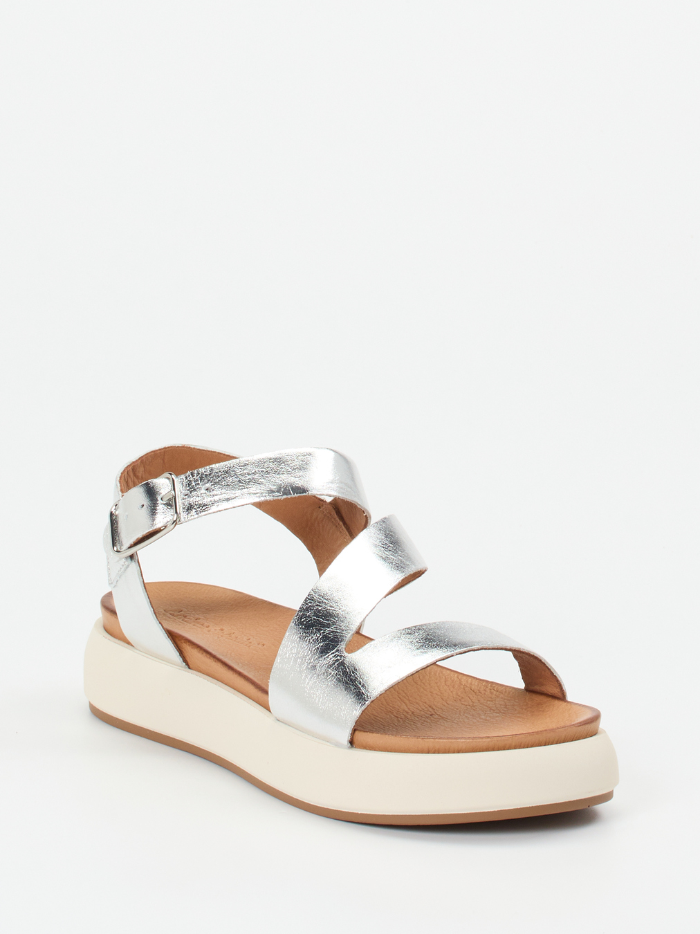 Andrea Sabatini – Plateau-Sandalen aus Metallicleder silber