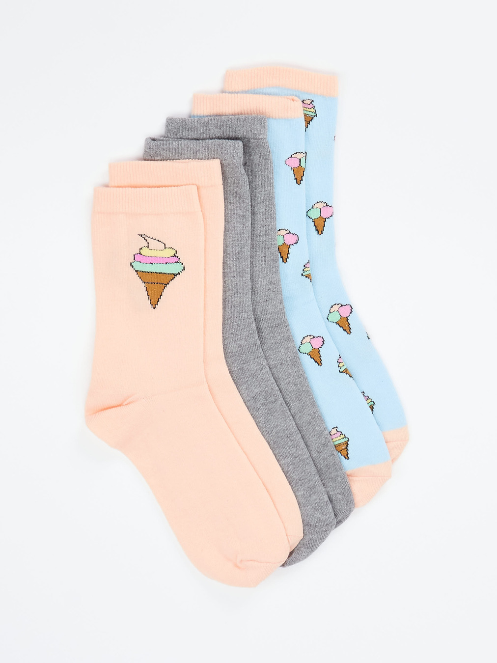 S.Oliver – Crew-Socken aus Textil mit Eiscreme-Motiv