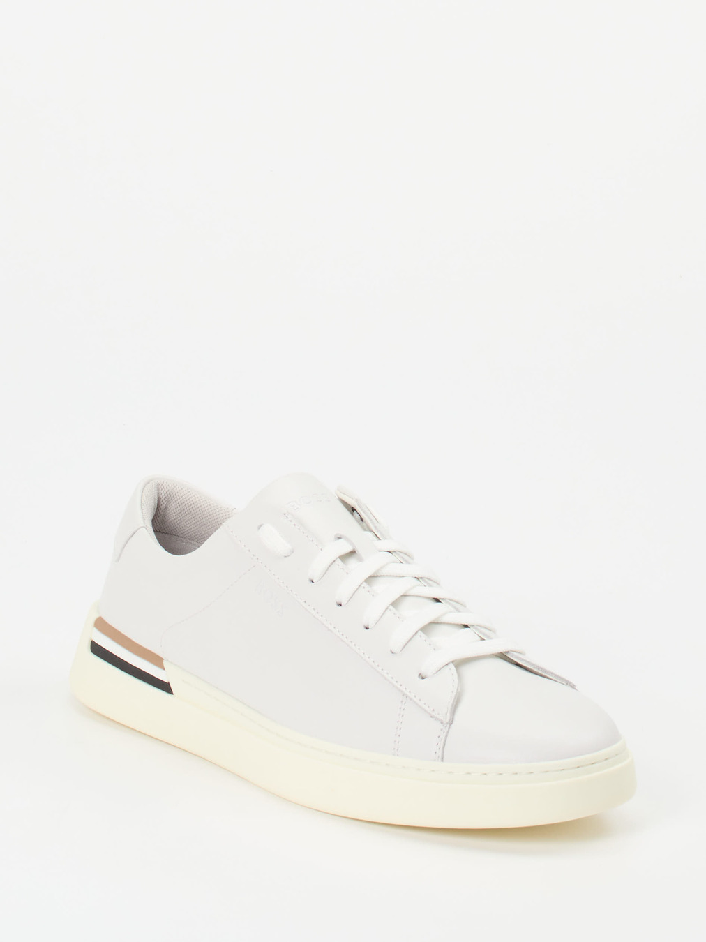 Boss – Sneaker aus Glattleder in Hellgrau