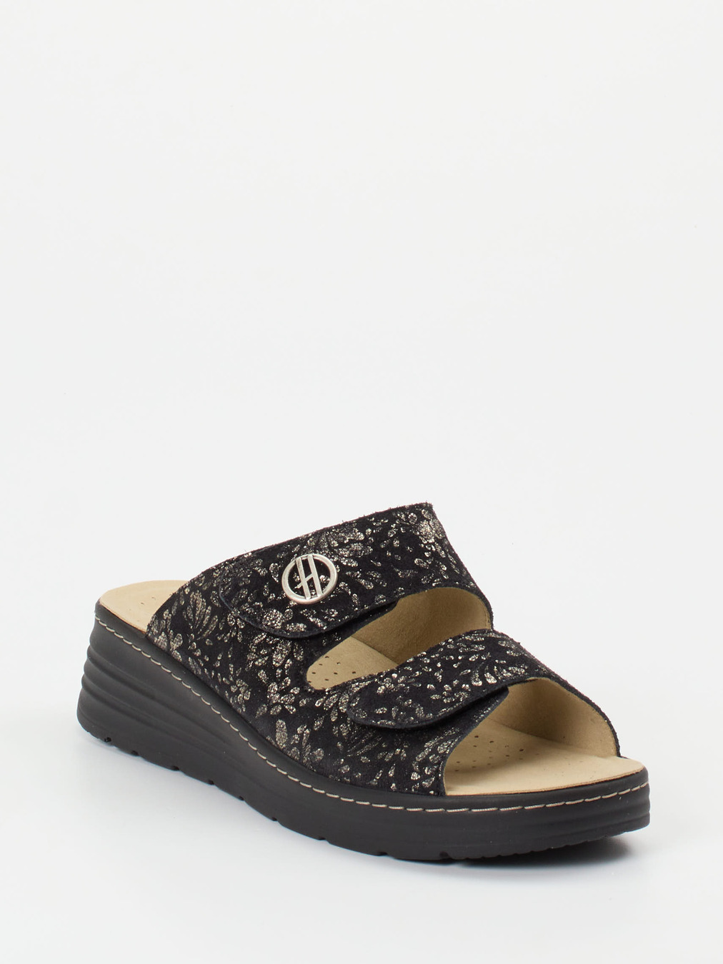 Hickersberger – Pantolette aus geprägtem Leder schwarz