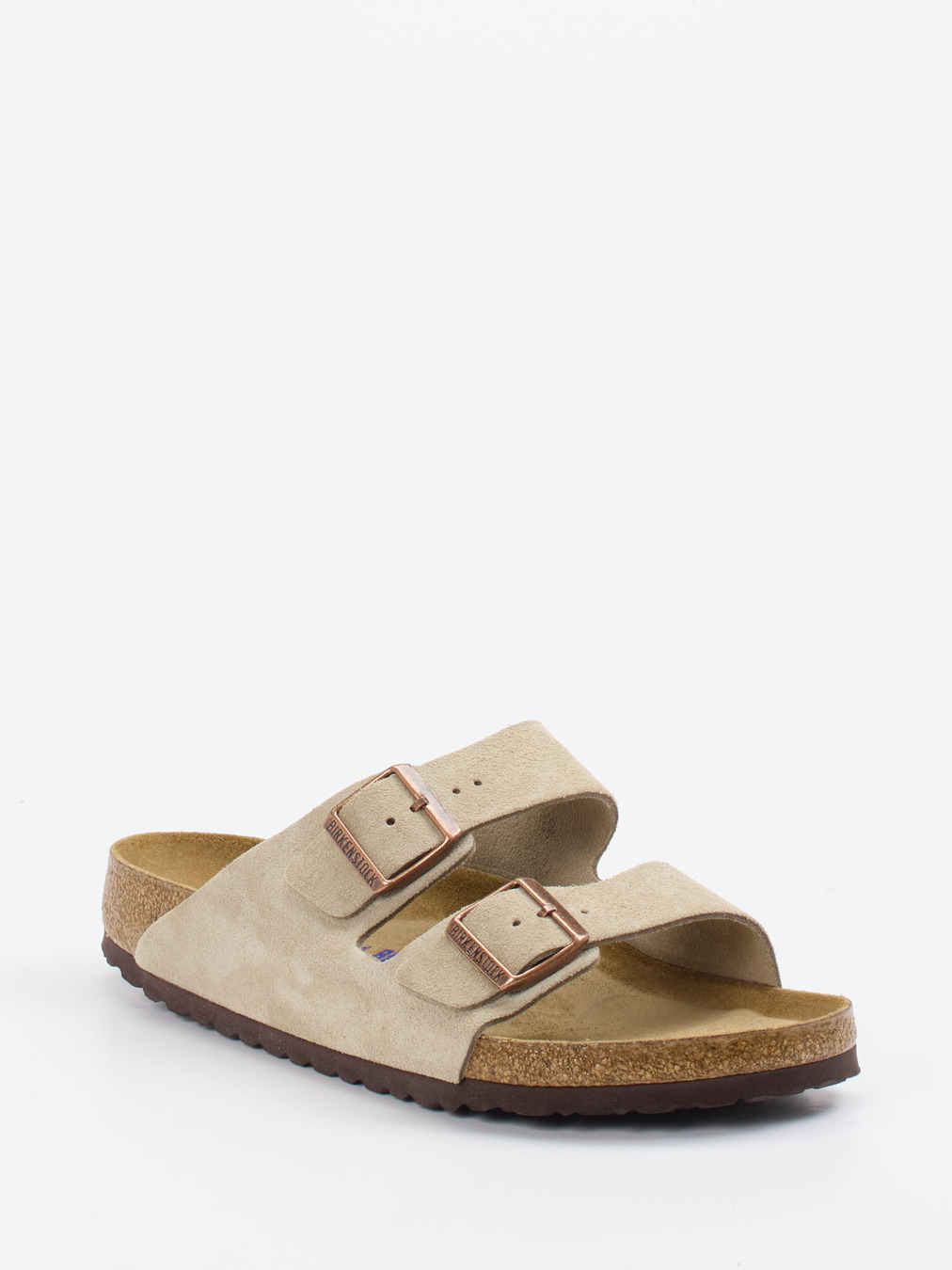 Birkenstock – Zweiriemer-Sandale aus Veloursleder taupe