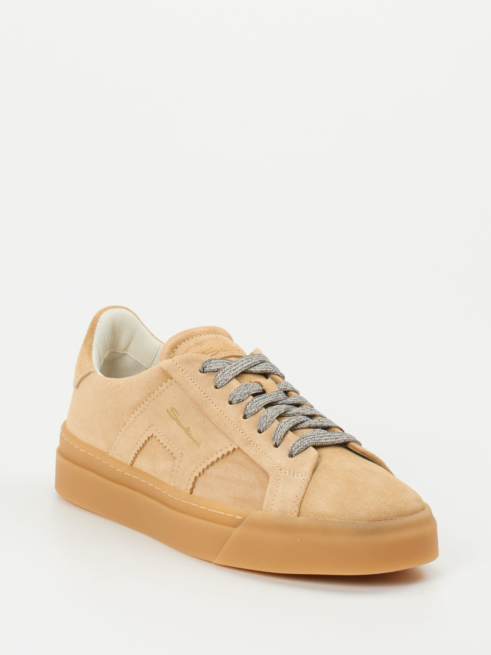 Santoni – Low-Top Sneaker aus Veloursleder sandbeige