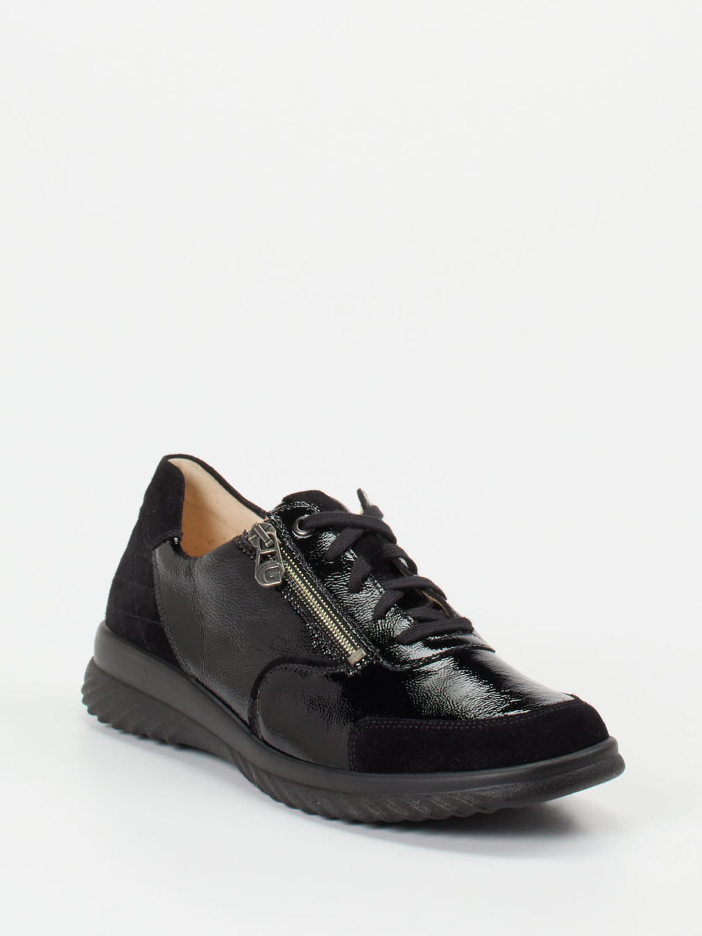 Ganter – Komfort-Sneaker aus Lackleder schwarz