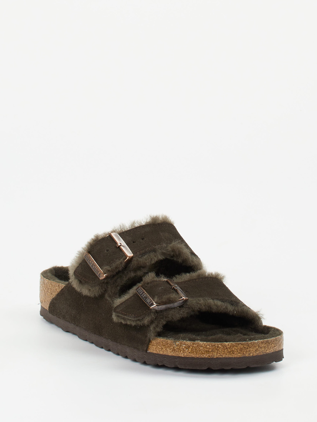 Birkenstock – Pantolette aus Veloursleder Dunkeloliv