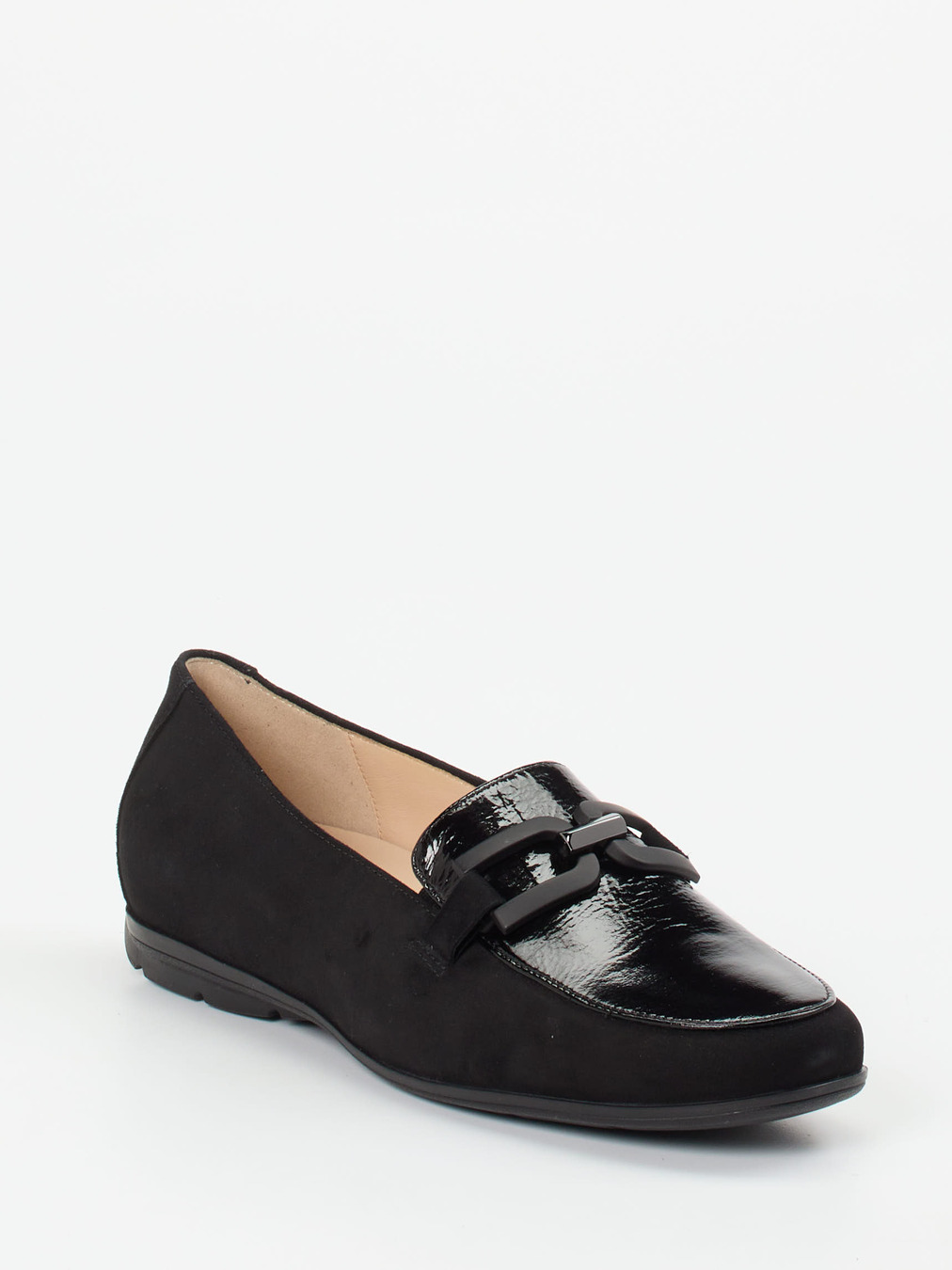 Hassia – Loafer aus Velours- und Lackleder schwarz
