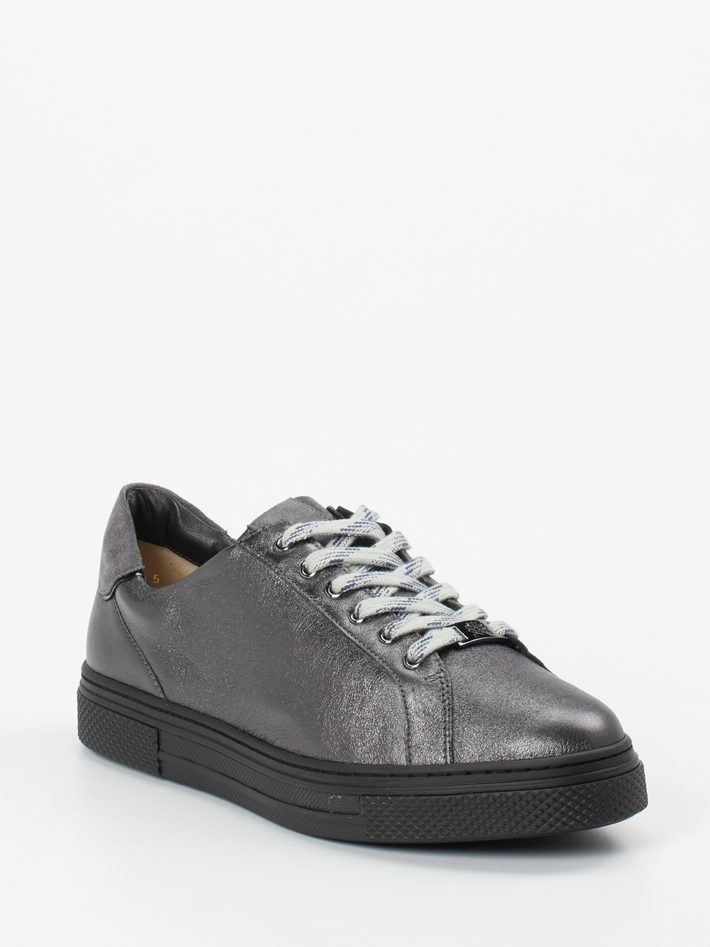 Hassia – Sneaker aus Metallicleder in Anthrazit