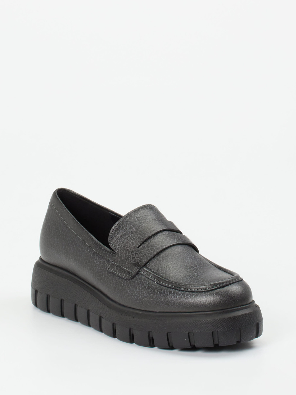 Gabor – Chunky Loafer aus genarbtem Leder grau