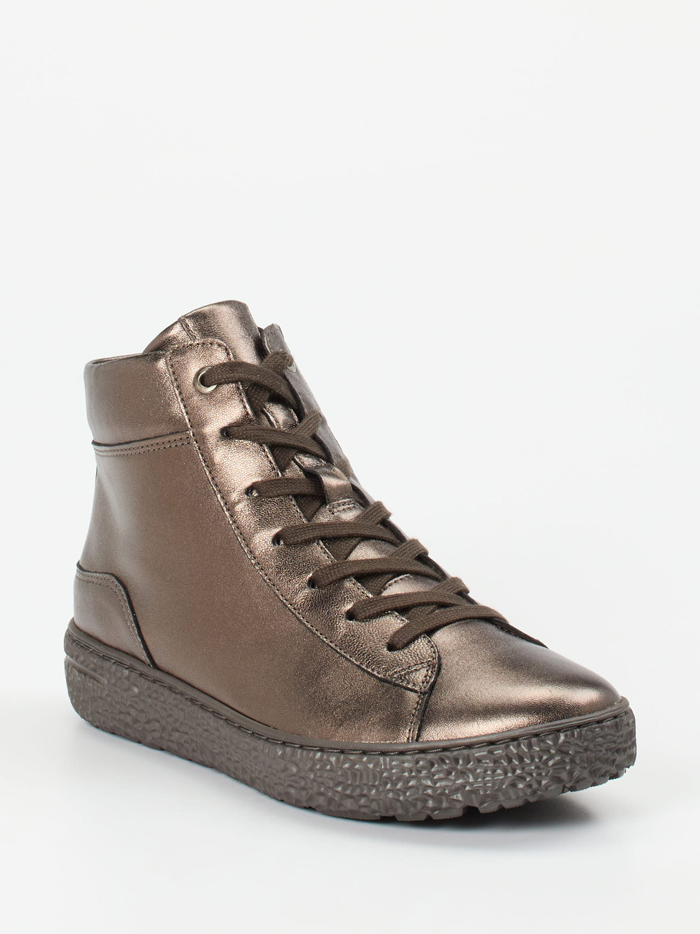 Hartjes – High-Top-Sneaker aus Metallicleder bronzebraun