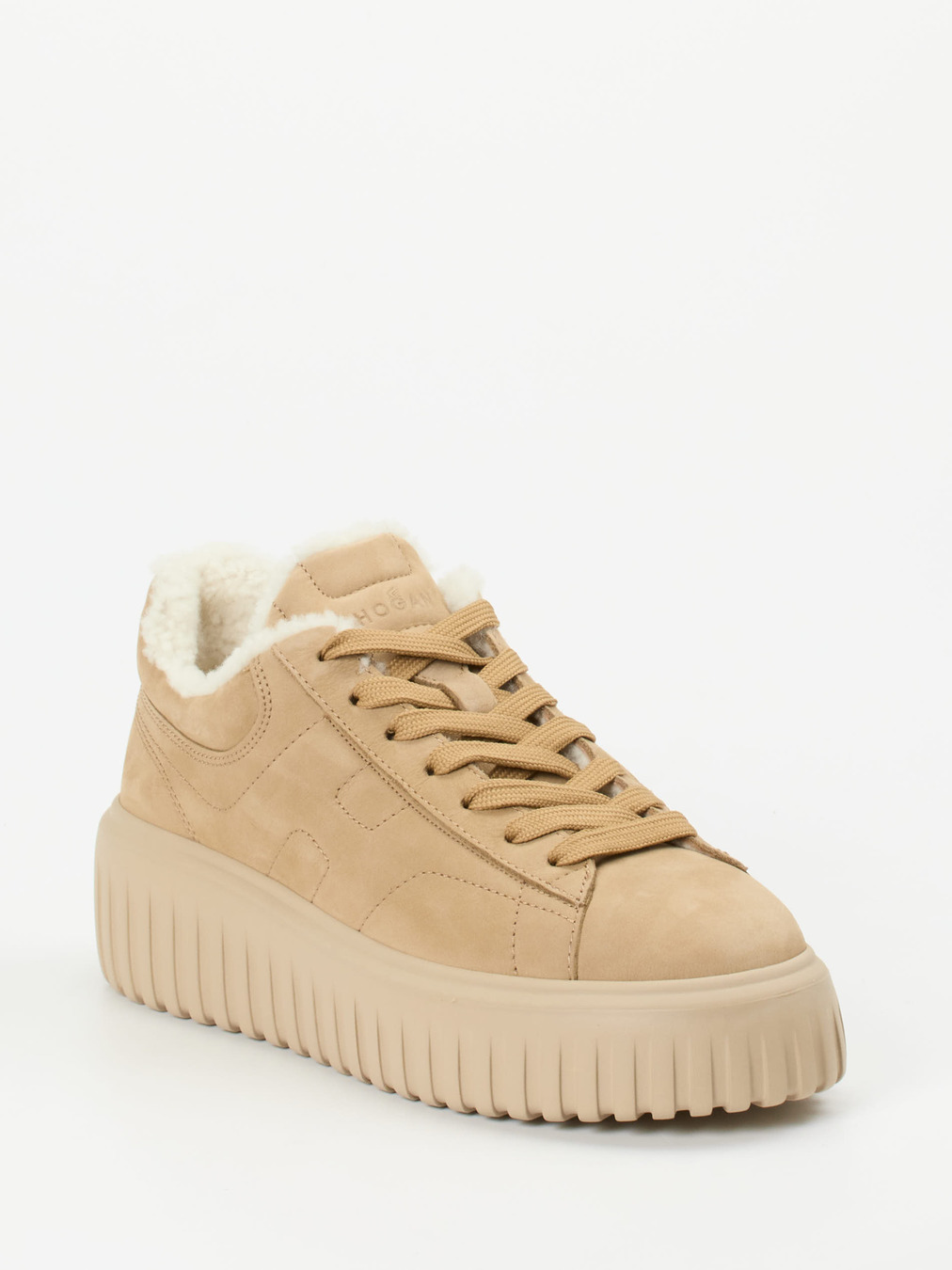 Hogan – Plateau-Sneaker aus Nubukleder in Beige