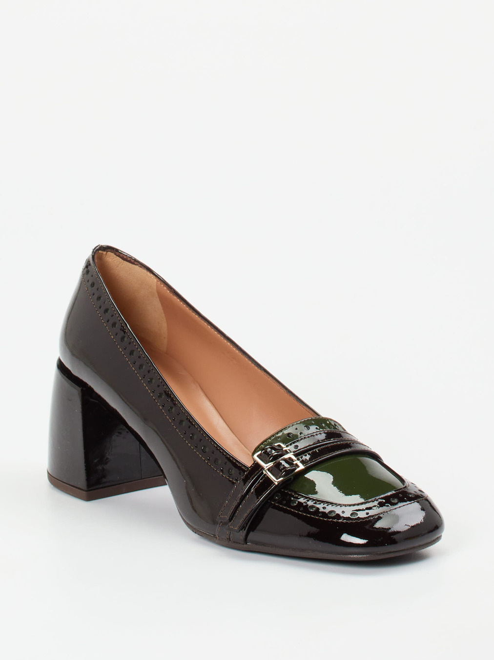 Andrea Puccini – Pumps aus Lackleder in Schwarz-Grün