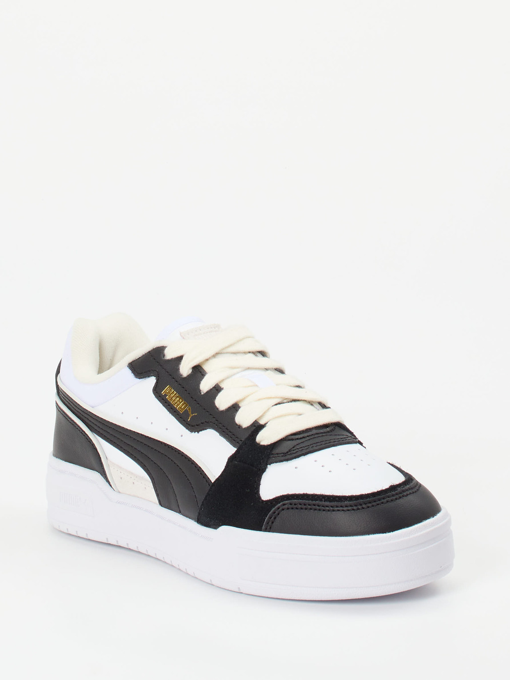 Puma – Sneaker aus Leder in Weiß mit Gold-Details