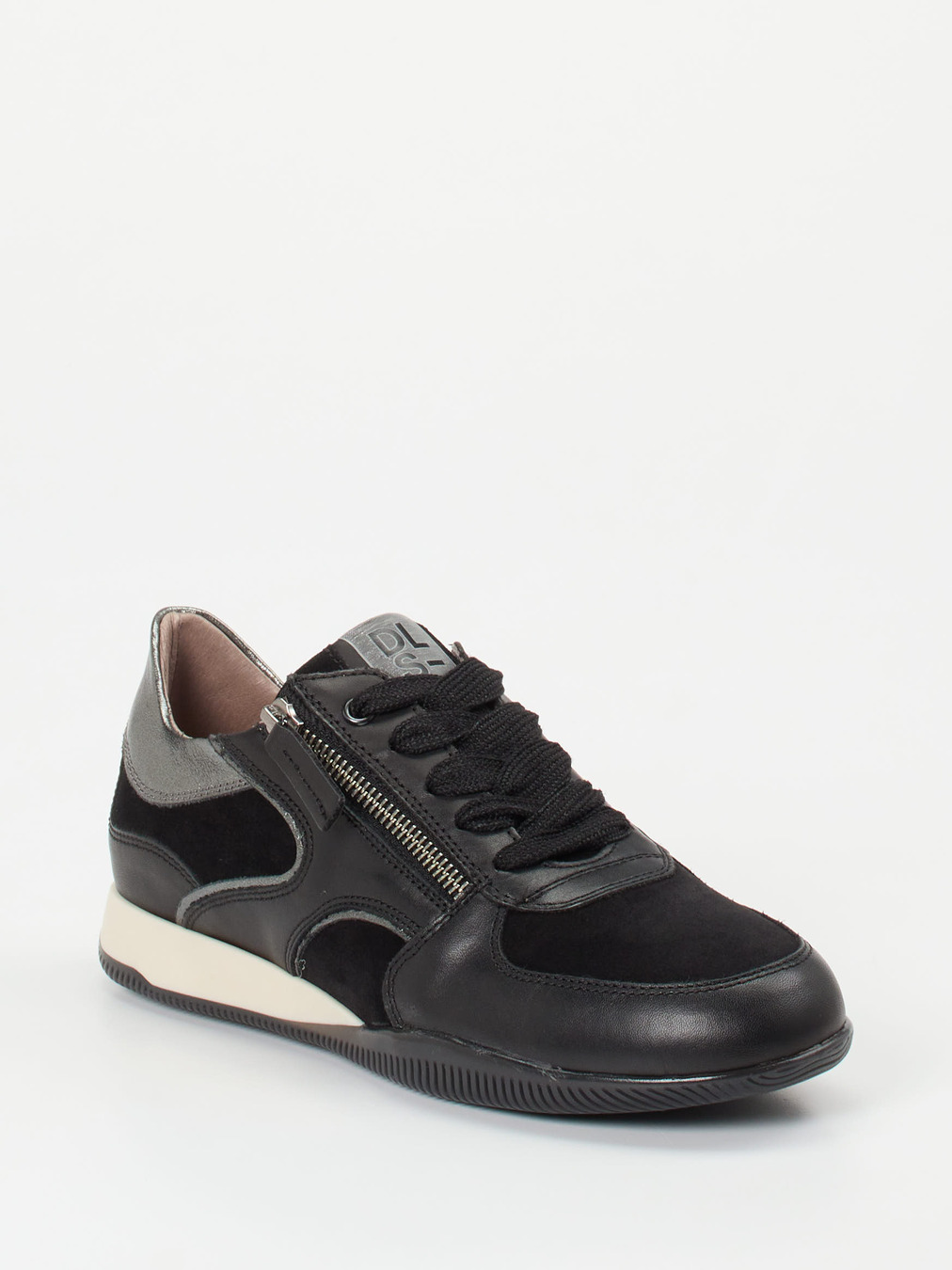 DL Sport – Sneaker aus Velourleder und Glattleder schwarz