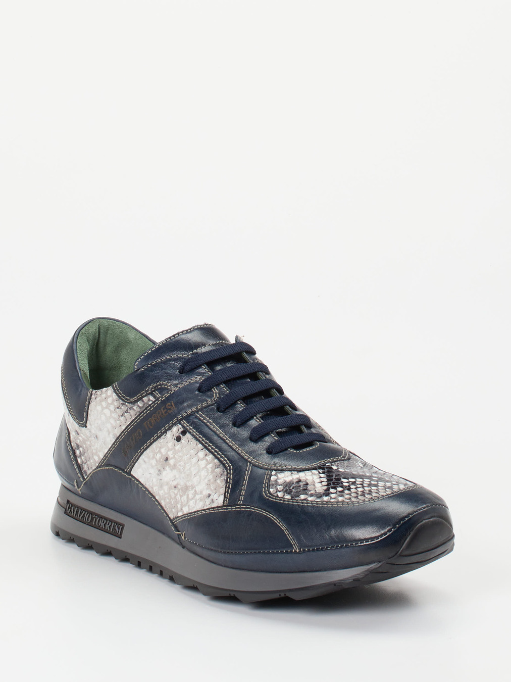 Galizio Torresi – Sneaker aus geprägtem Leder dunkelblau