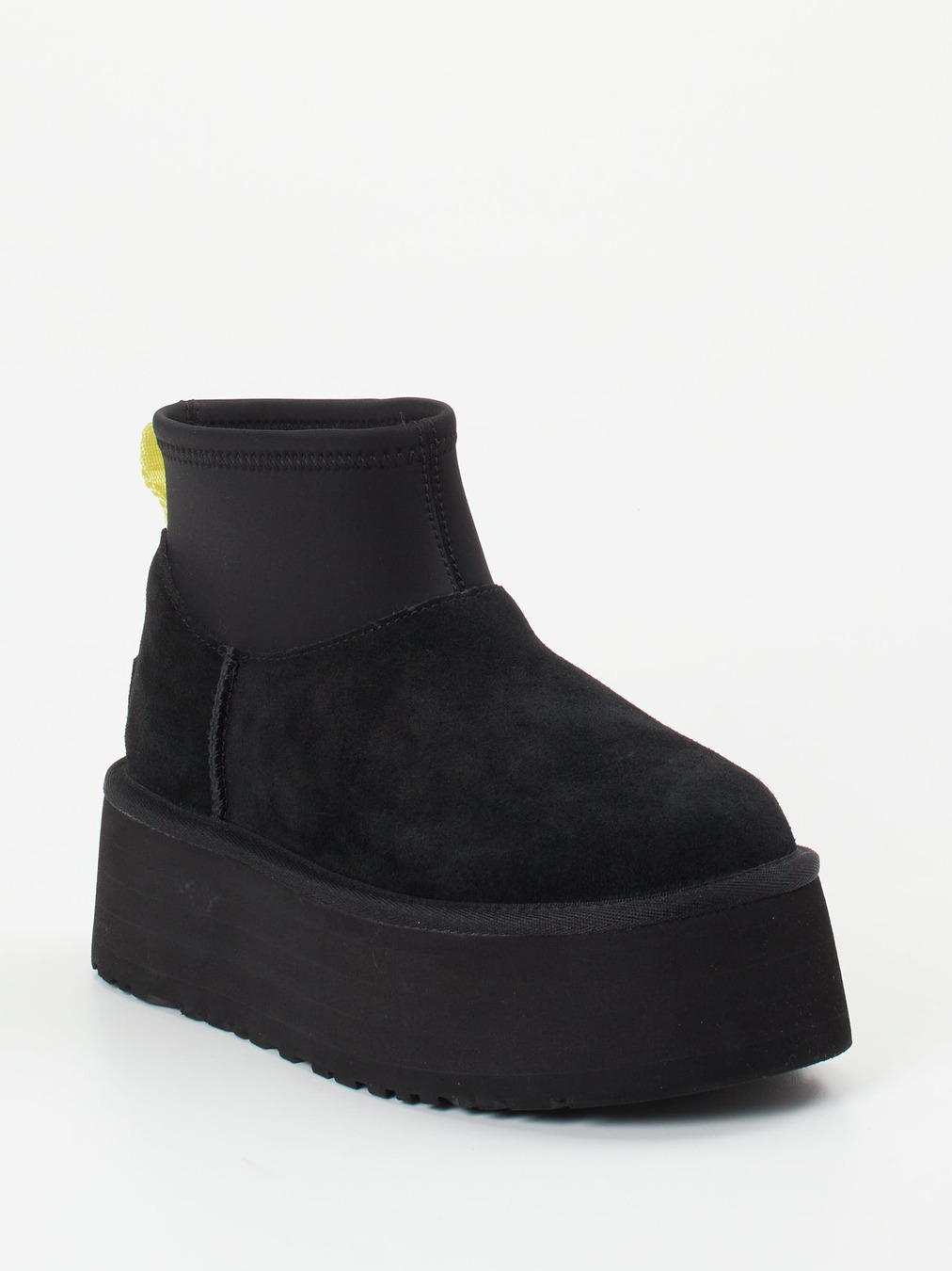 UGG – Plateau-Stiefelette aus Veloursleder Schwarz