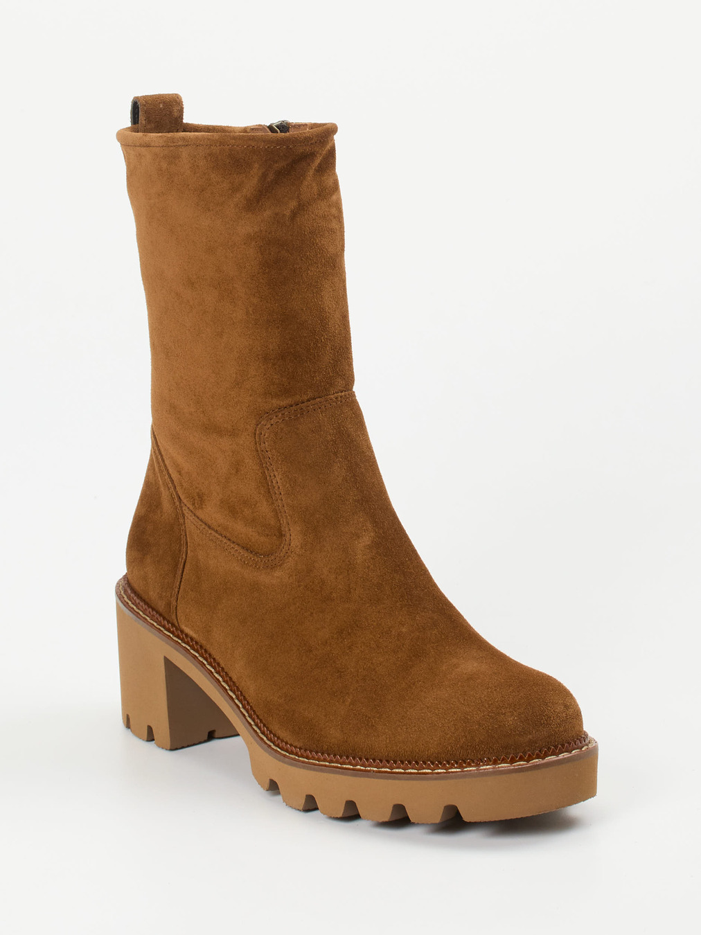 Paul Green – Stiefelette aus Veloursleder cognacbraun