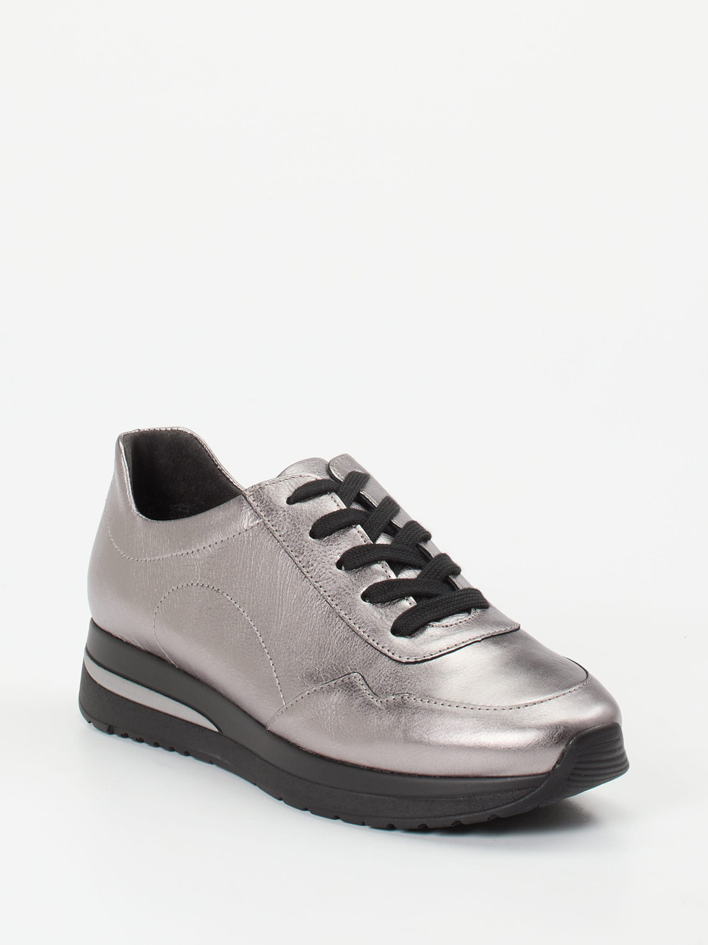 Semler – Sneaker aus Metallicleder silberfarben