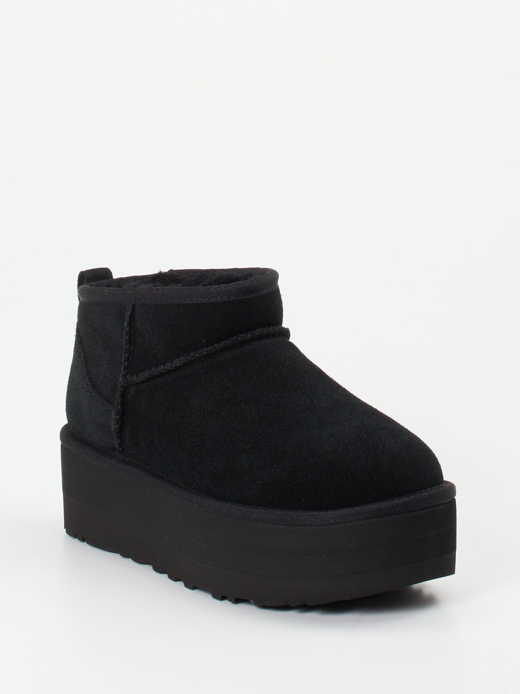 UGG – Plattform-Stiefelette aus Veloursleder Schwarz