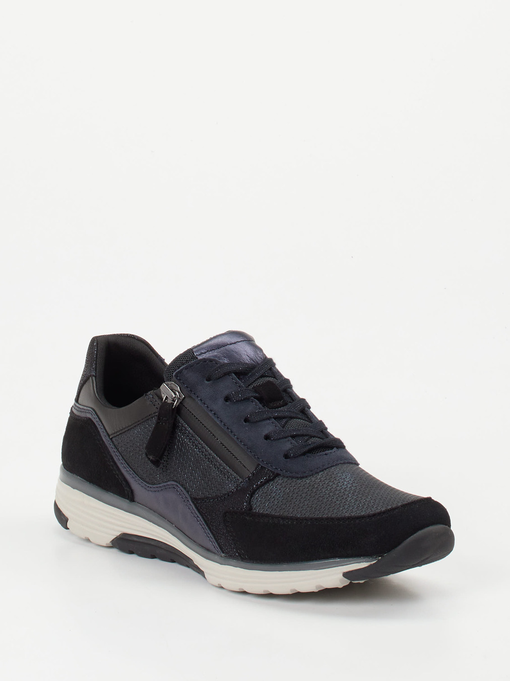 Gabor Comfort – Sneaker aus Metallicleder in Blau