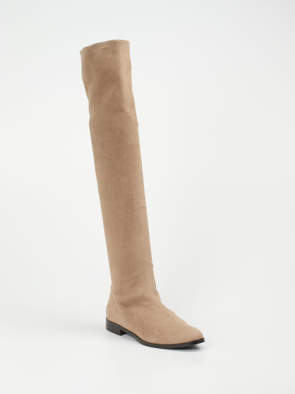 Konstantin Starke – Overknees aus Veloursleder Beige