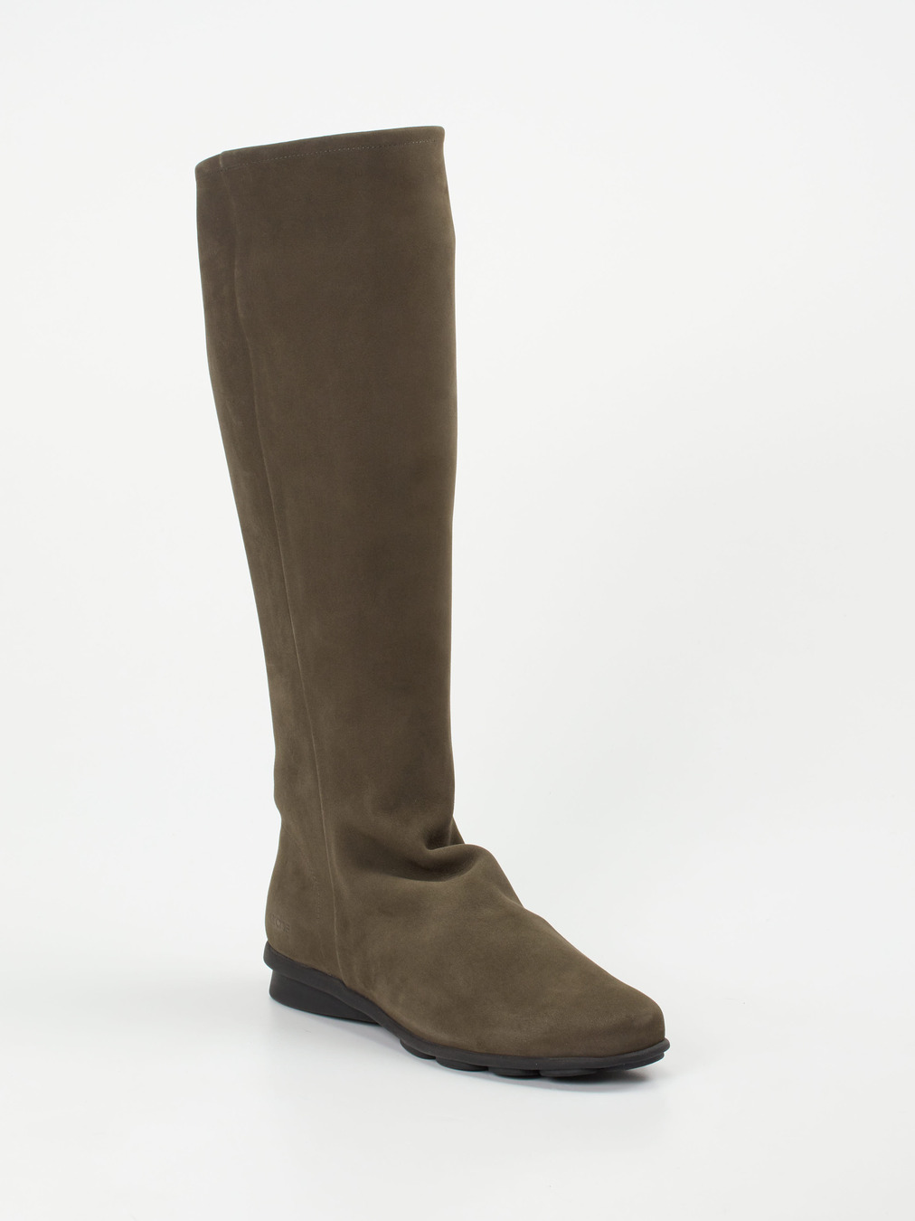 Arche – Kniehohe Stiefel aus Nubukleder olivbraun