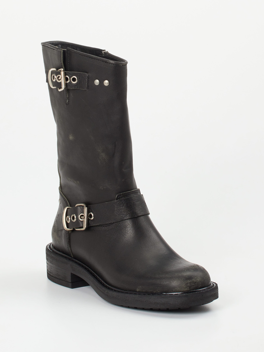 Konstantin Starke – Biker Boots aus Kalbleder schwarzgrau