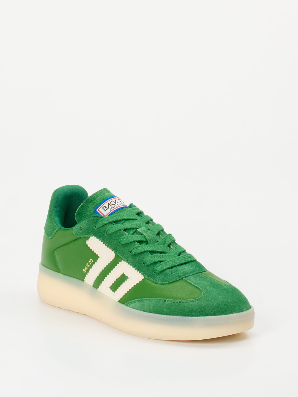 Back 70 – Retro-Sneaker aus Velours- und Glattleder grün