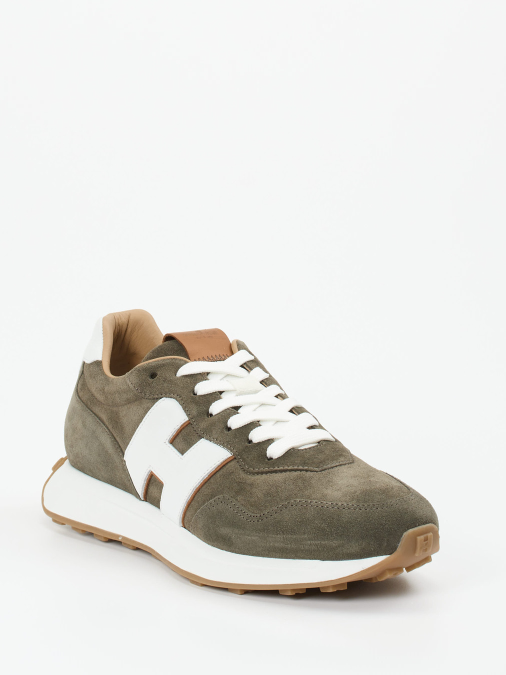 Hogan – Sneaker aus Veloursleder olivgrün