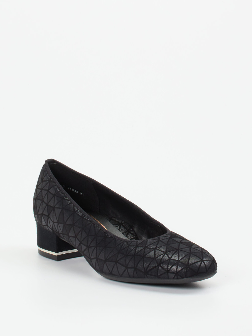 Ara – Blockabsatz-Pumps aus geprägtem Leder schwarz