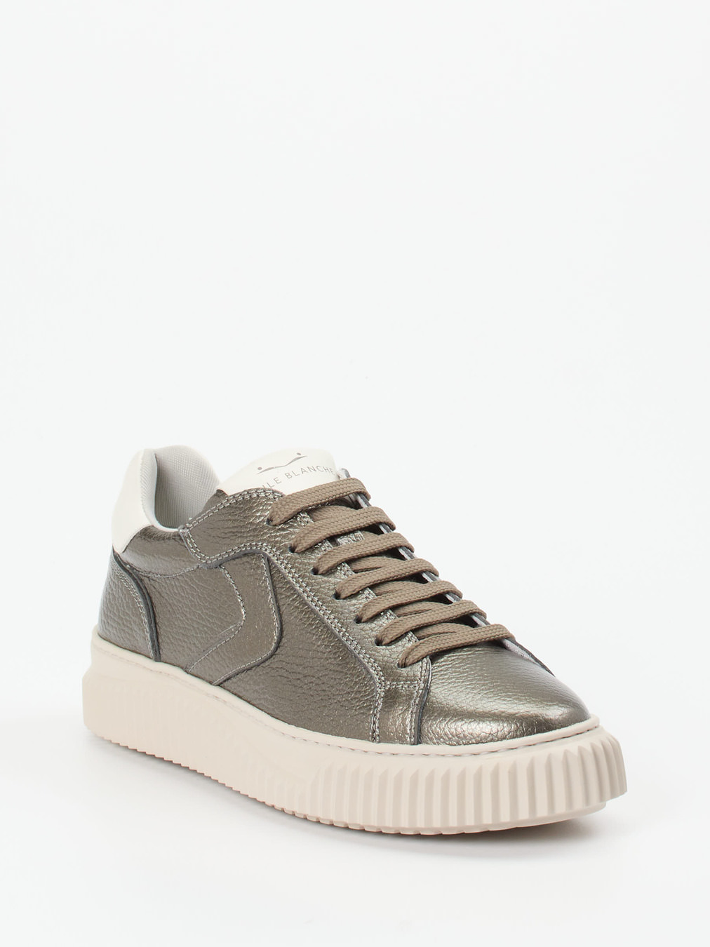 Voile Blanche – Sneaker aus Metallicleder Grau
