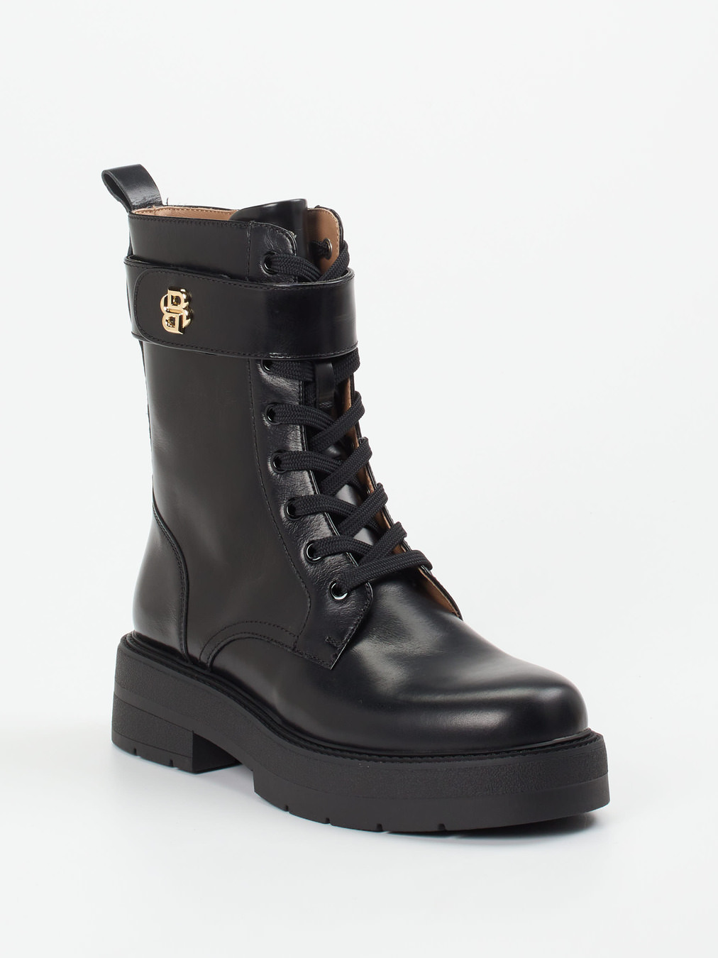 Boss – Schnürboots aus glänzendem Leder Schwarz