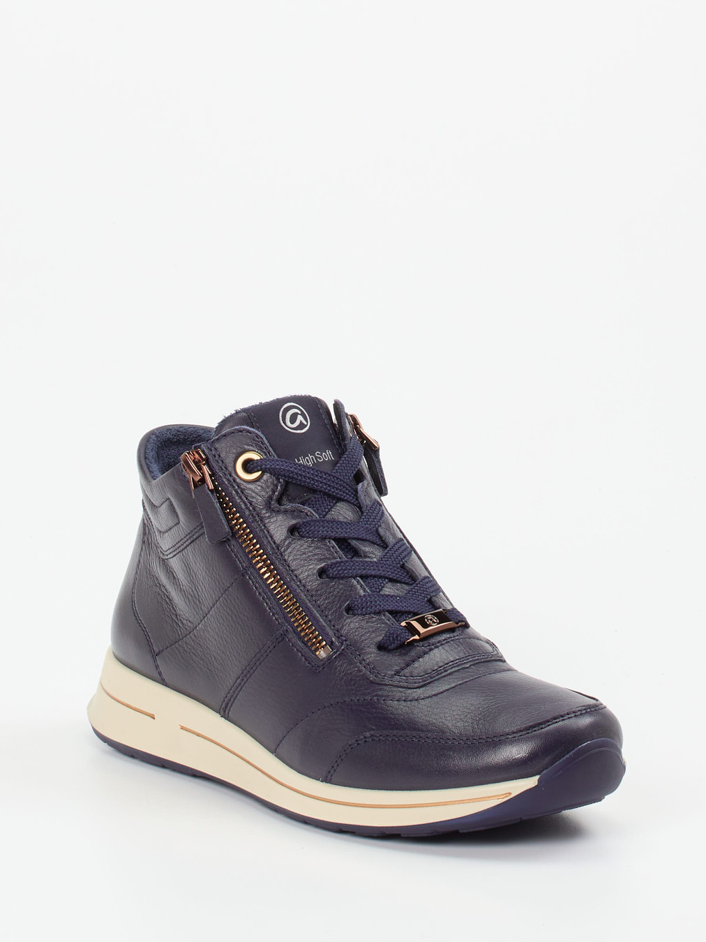 Ara – Schnürstiefelette aus Kalbleder dunkelblau