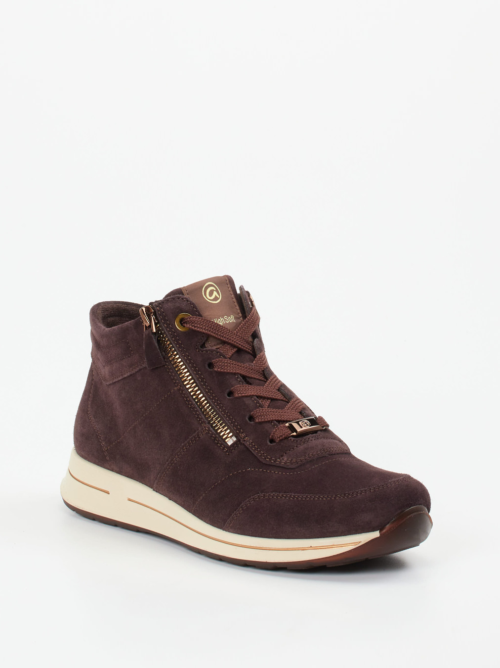 Ara – Schnürstiefelette aus Veloursleder dunkelbraun