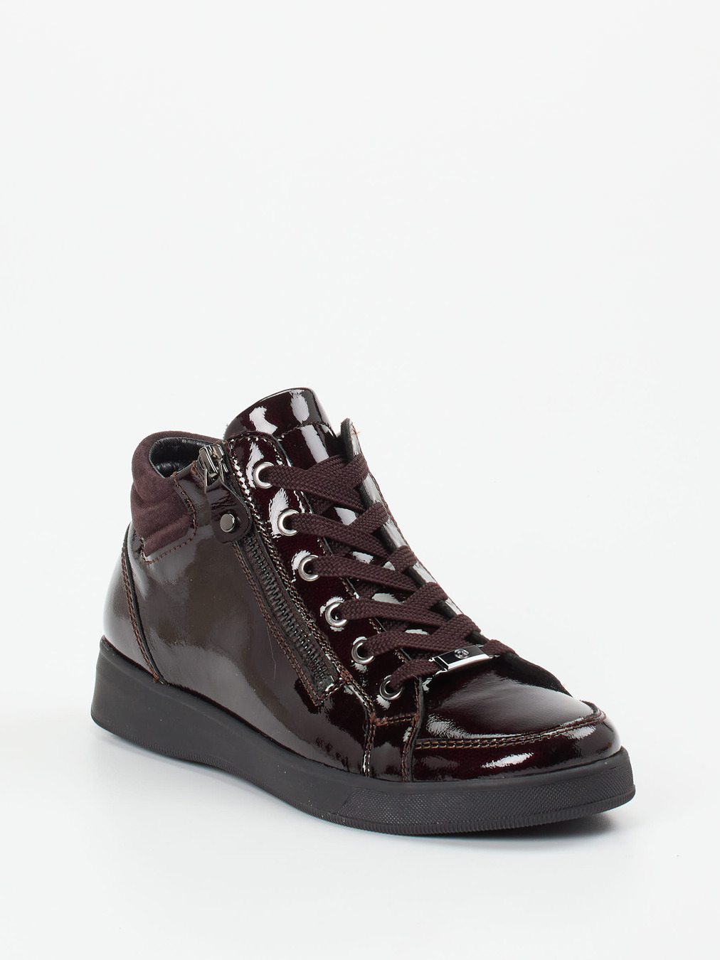 Ara – High-Top Sneaker aus Lackleder Dunkelbordeaux