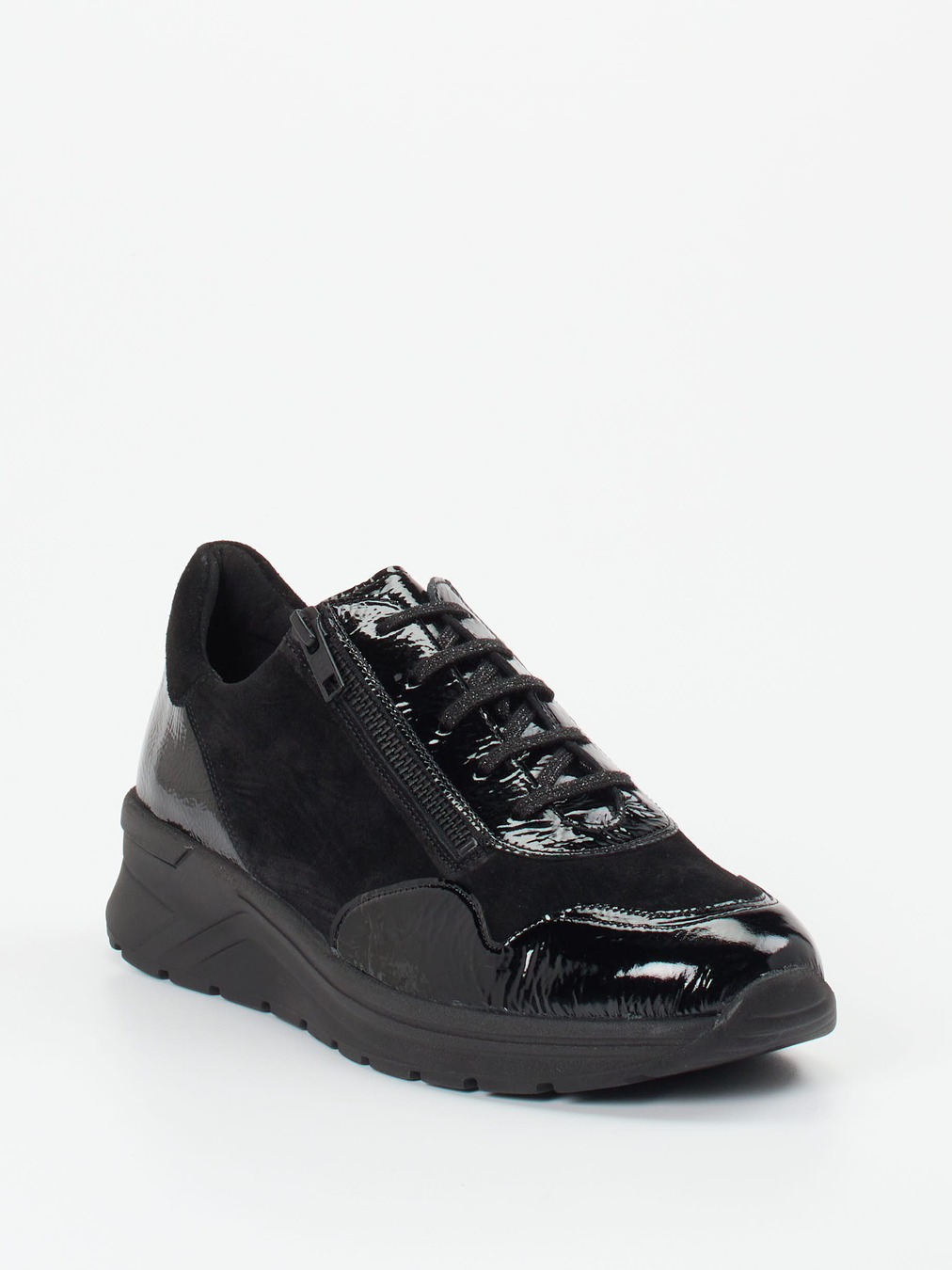 Solidus – Komfort-Sneaker aus Velours- und Lackleder