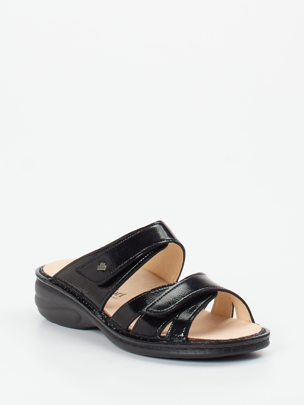 Finn Comfort – Pantolette aus Lackleder schwarz