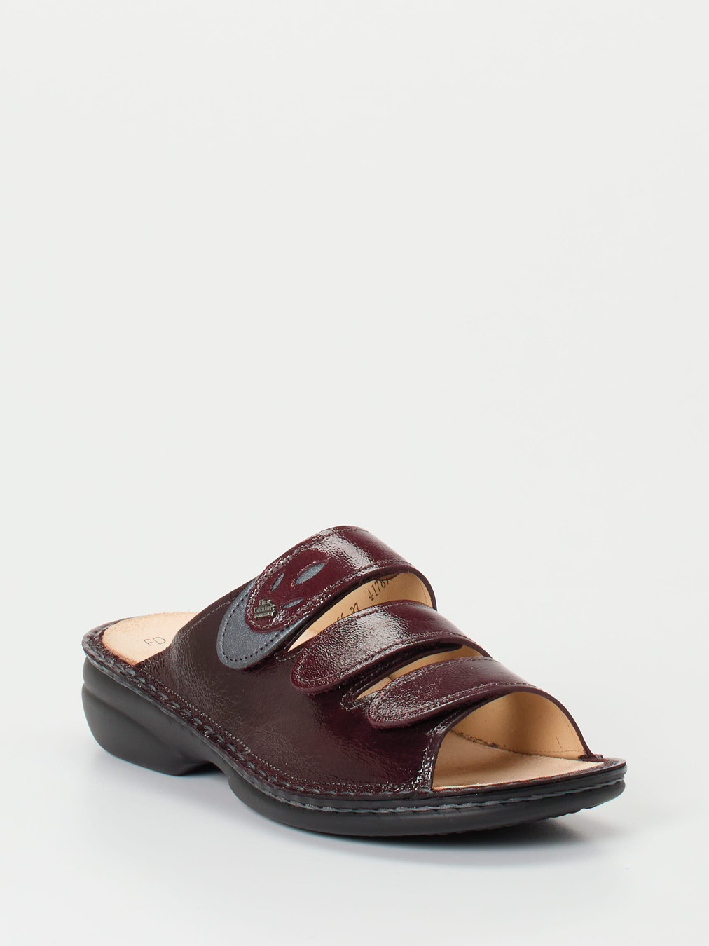 Finn Comfort – Pantolette aus Lackleder Bordeauxrot