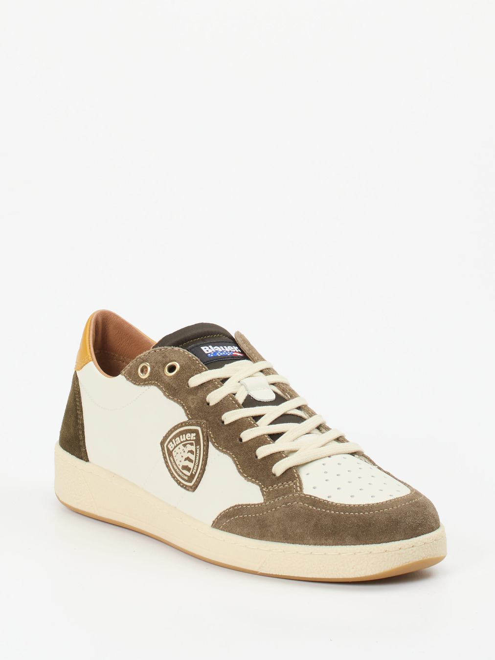 Blauer – Low-Top Sneaker aus Kalbleder cremeweiß