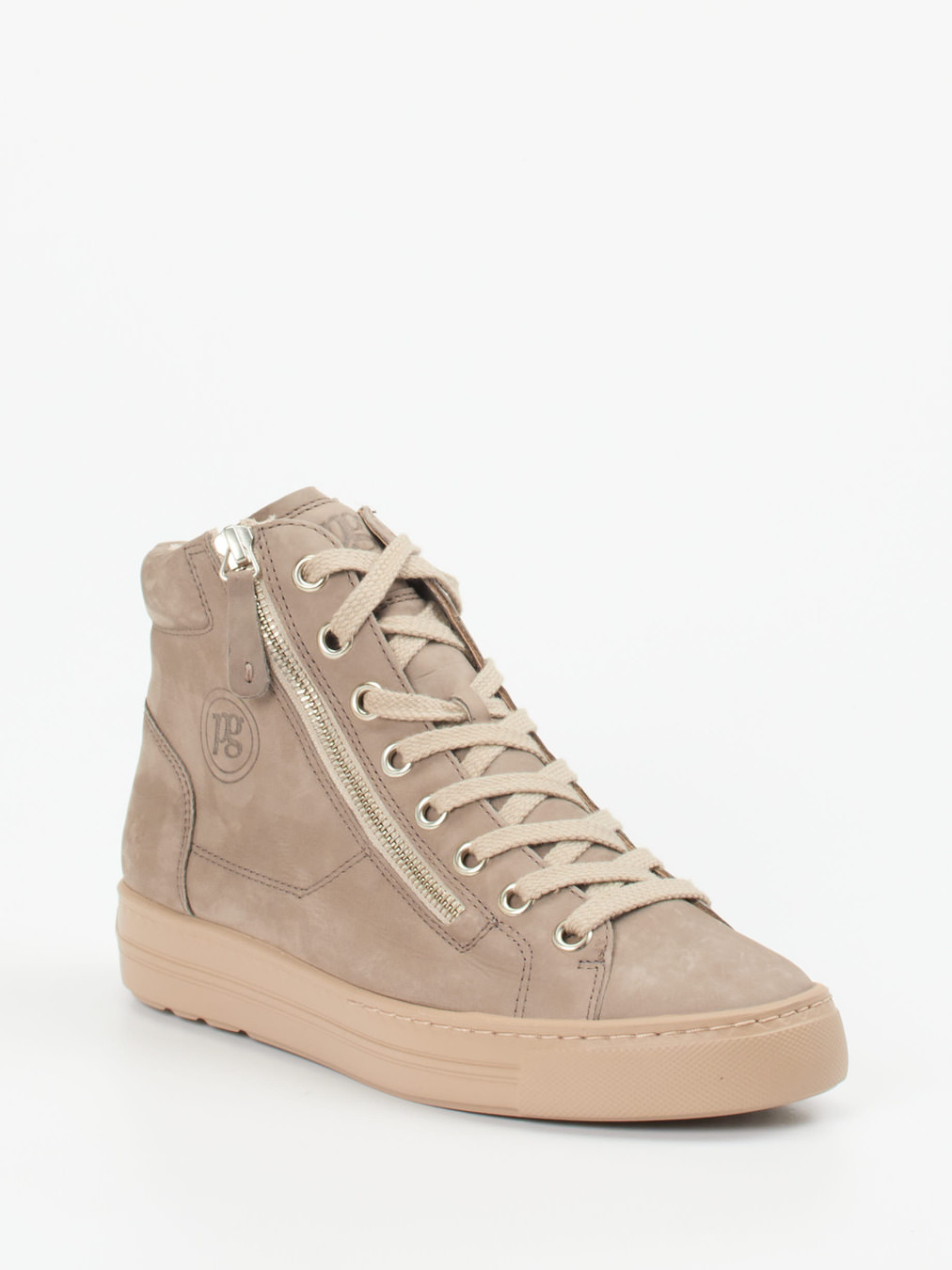 Paul Green – High-Top Sneaker aus Nubukleder taupefarben