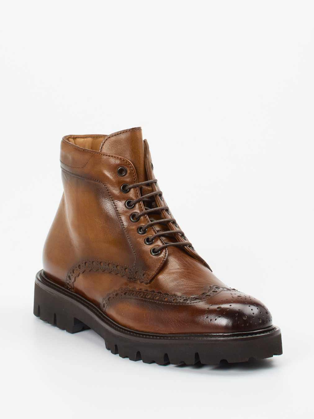 Konstantin Starke – Brogue-Stiefelette aus Büffelleder braun