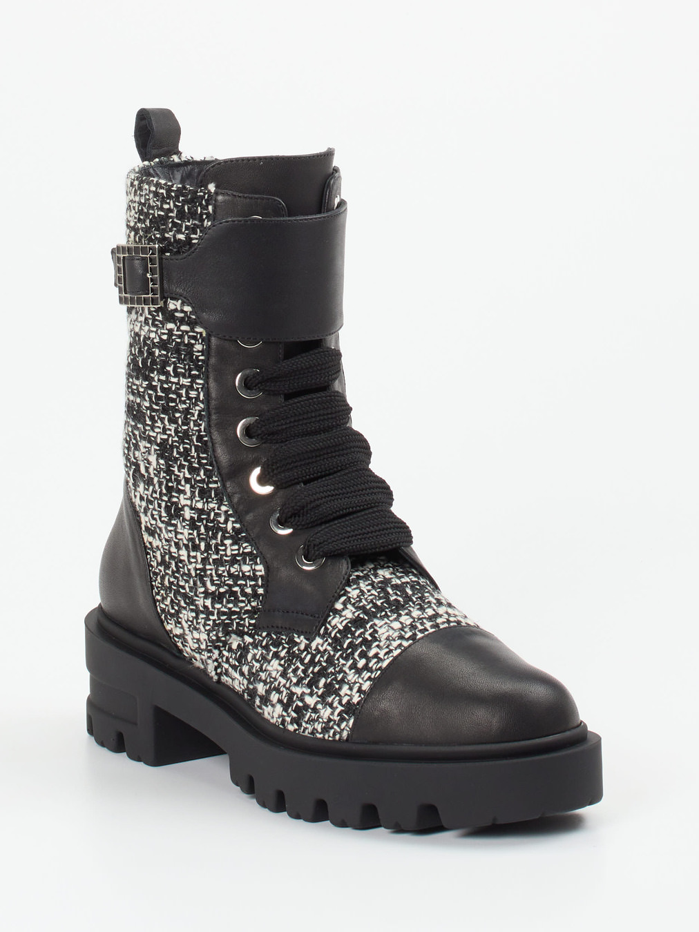 Konstantin Starke – Schnürboots aus Textil und Kalbleder Schwarz