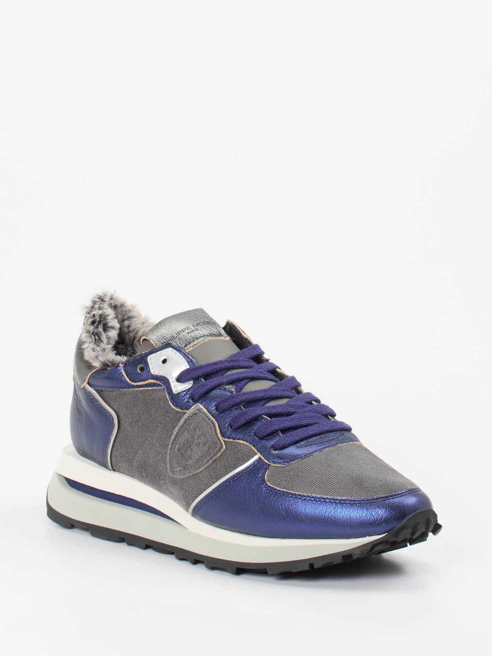 Philippe Model – Sneaker aus Veloursleder Metallicblau